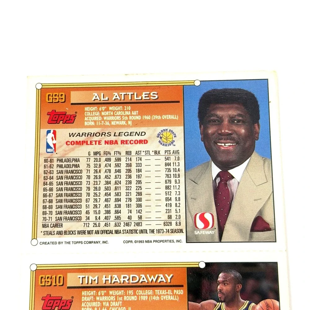 Topps Safeway Warriors Strip 1993 GS9 GS12 Hardaway Attles Buechler Alexander - Picture 8 of 11